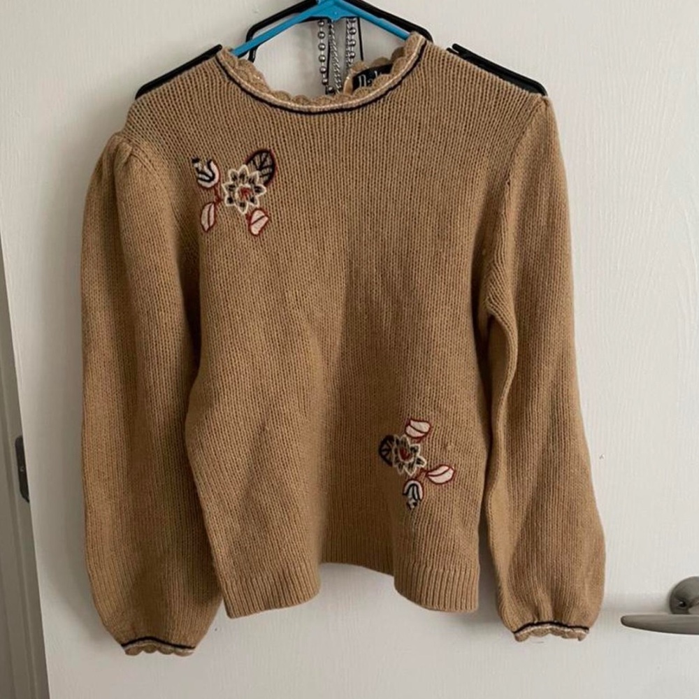 vintage mustard yellow floral sweater